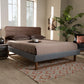 Ayla Mid-Century Modern Dark Grey Fabric Upholstered Walnut Brown Finished Wood Full Size Platform Bed FredCo
