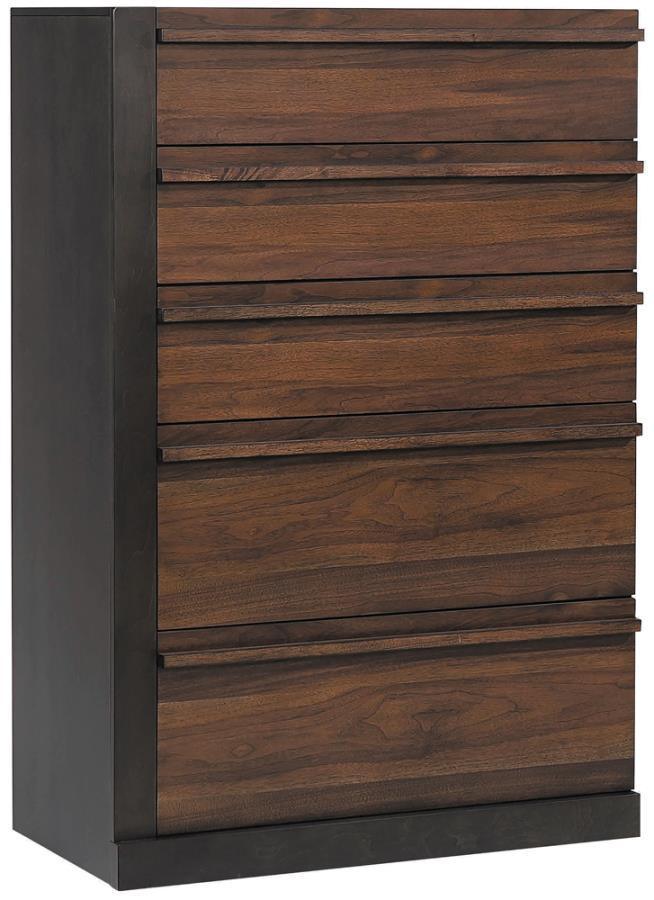 Azalia Rectangular Bedroom Set Black and Walnut Coaster California King, 5 Piece FredCo