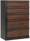 Azalia Rectangular Bedroom Set Black and Walnut Coaster California King, 5 Piece FredCo