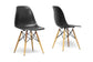 Azzo Black Plastic Mid-Century Modern Shell Chair (Set of 2) FredCo
