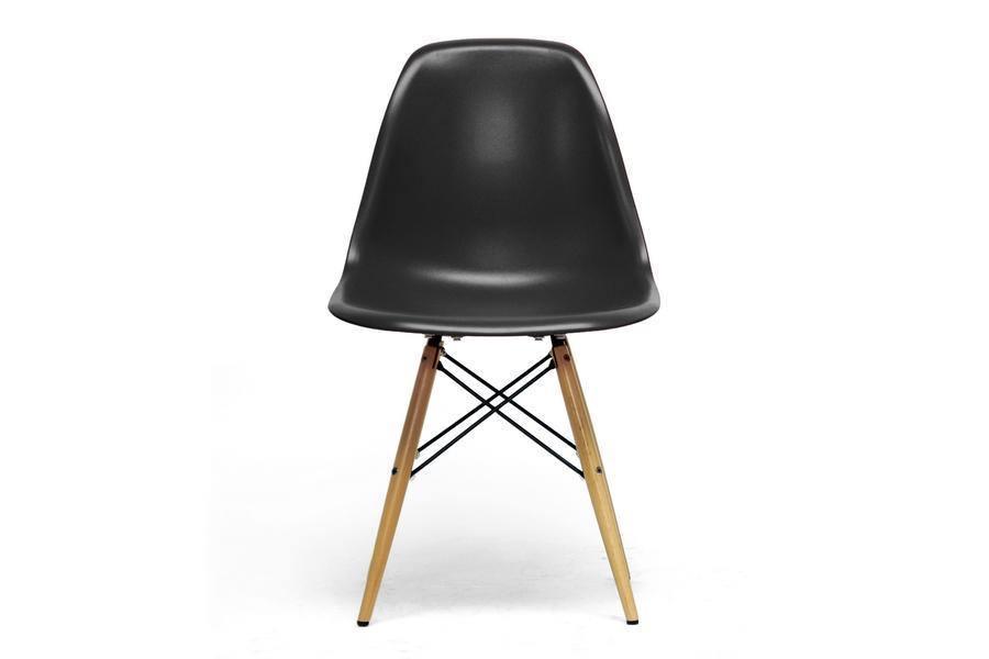 Azzo Black Plastic Mid-Century Modern Shell Chair (Set of 2) FredCo