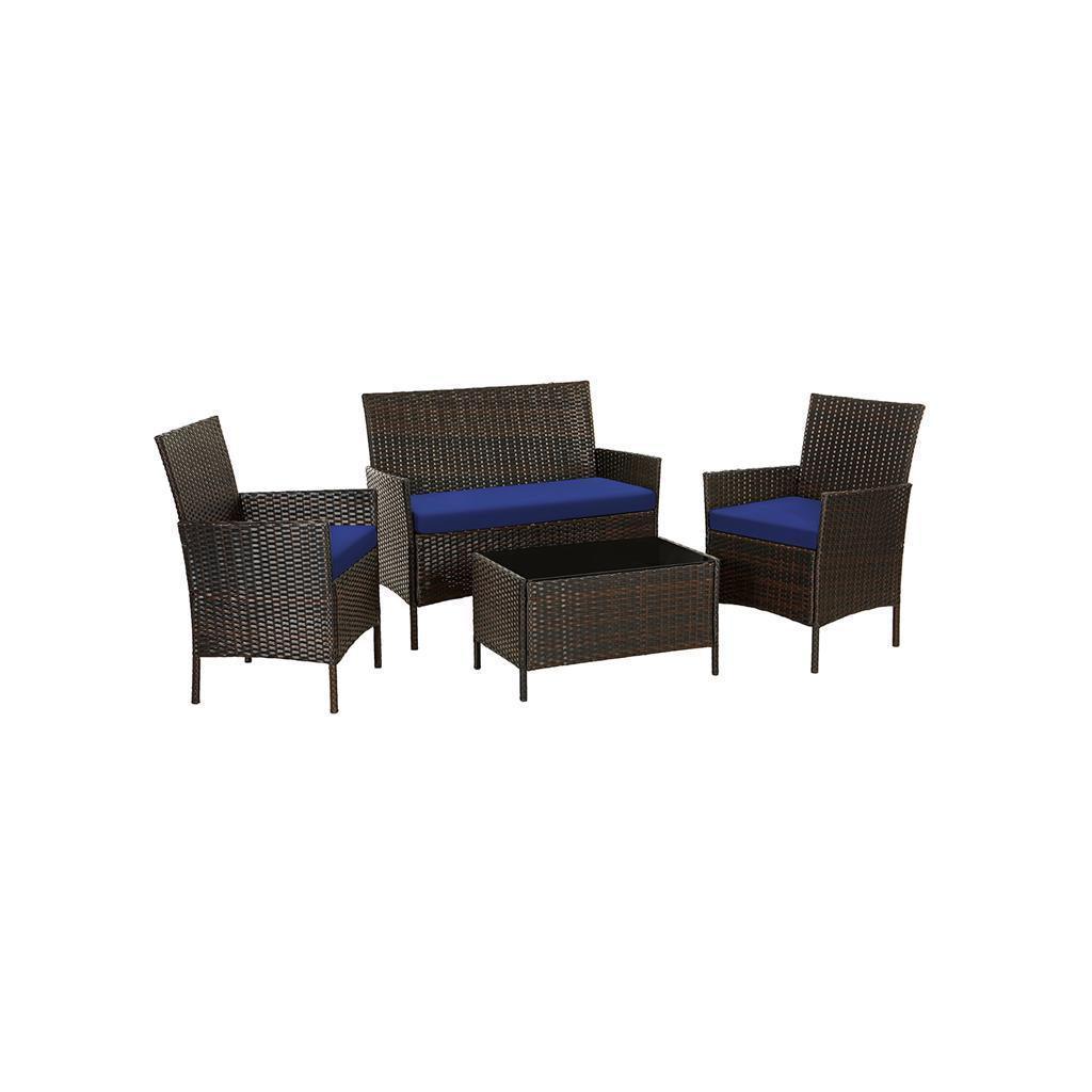 Backyard Patio Furniture Set, Brown and Blue FredCo
