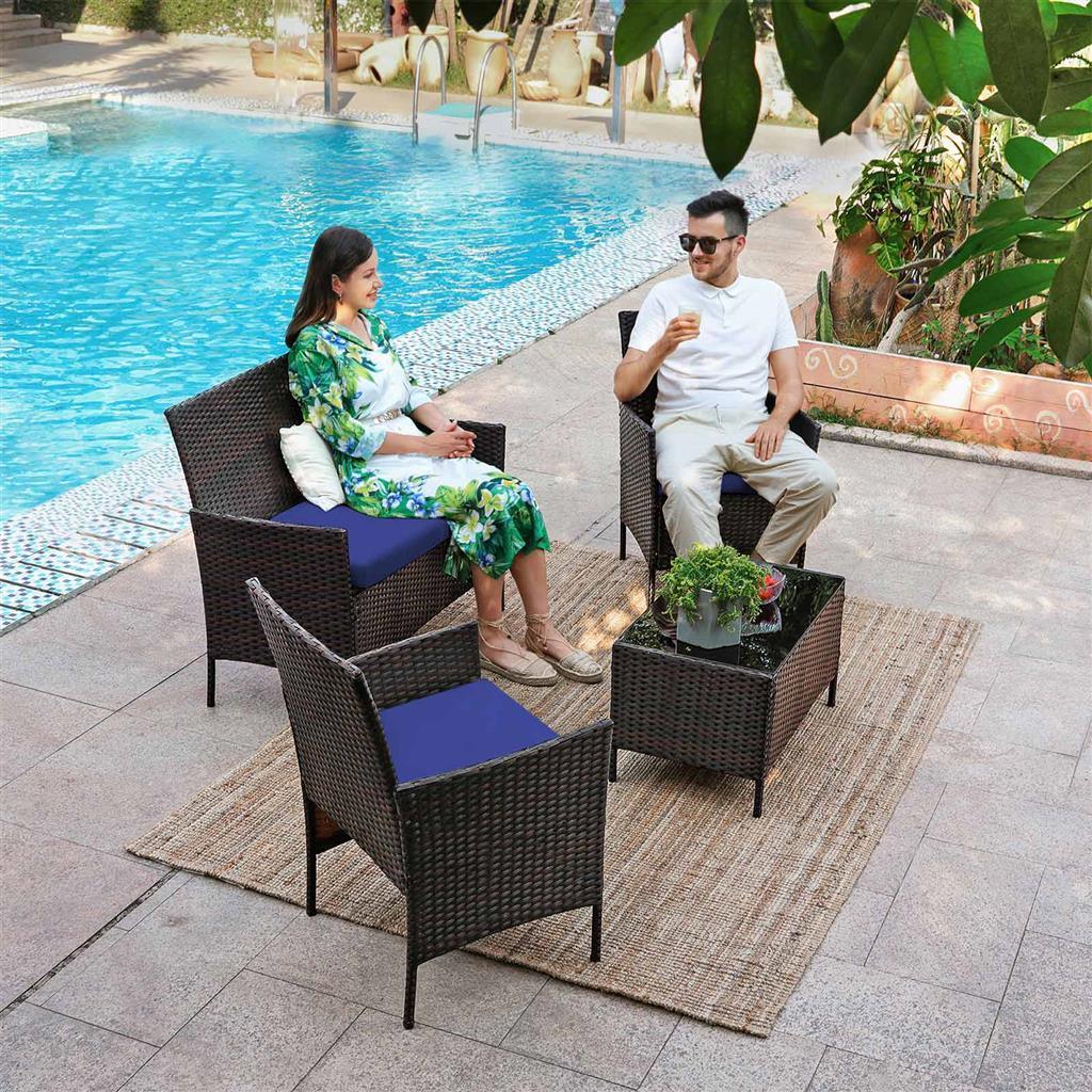 Backyard Patio Furniture Set, Brown and Blue FredCo
