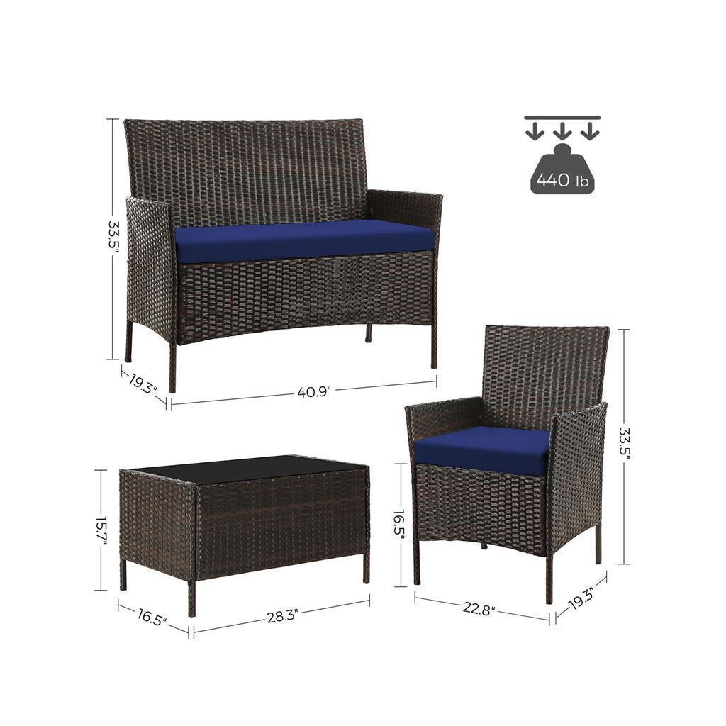 Backyard Patio Furniture Set, Brown and Blue FredCo