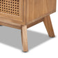 Baden Mid-Century Modern Walnut Brown Finished Wood 2-Drawer Nightstand with Rattan FredCo