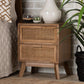 Baden Mid-Century Modern Walnut Brown Finished Wood 2-Drawer Nightstand with Rattan FredCo