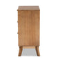 Baden Mid-Century Modern Walnut Brown Finished Wood 3-Drawer Nightstand with Rattan FredCo