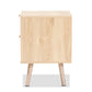 Baird Mid-Century Modern Light Oak Brown Finished Wood and Rattan 2-Drawer Nightstand FredCo