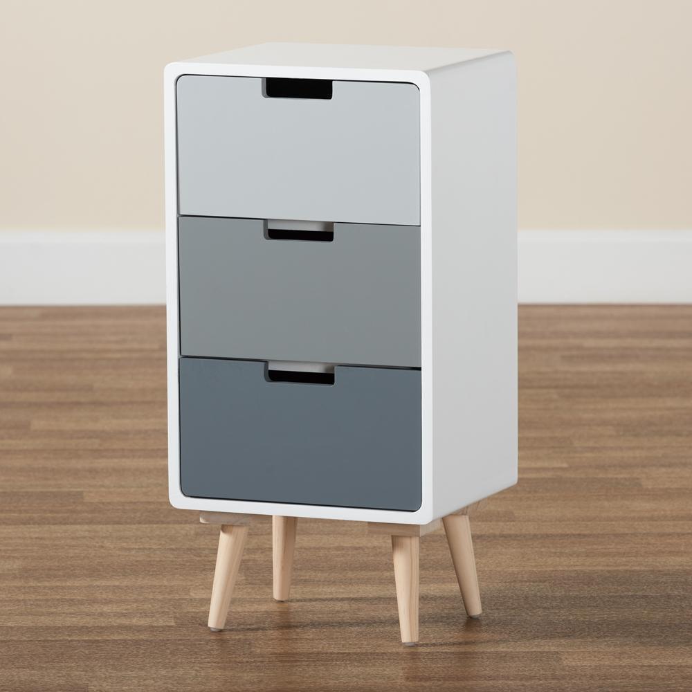 Bairn Modern and Contemporary Oak Brown and Multi-Colored Wood 3-Drawer Storage Chest FredCo
