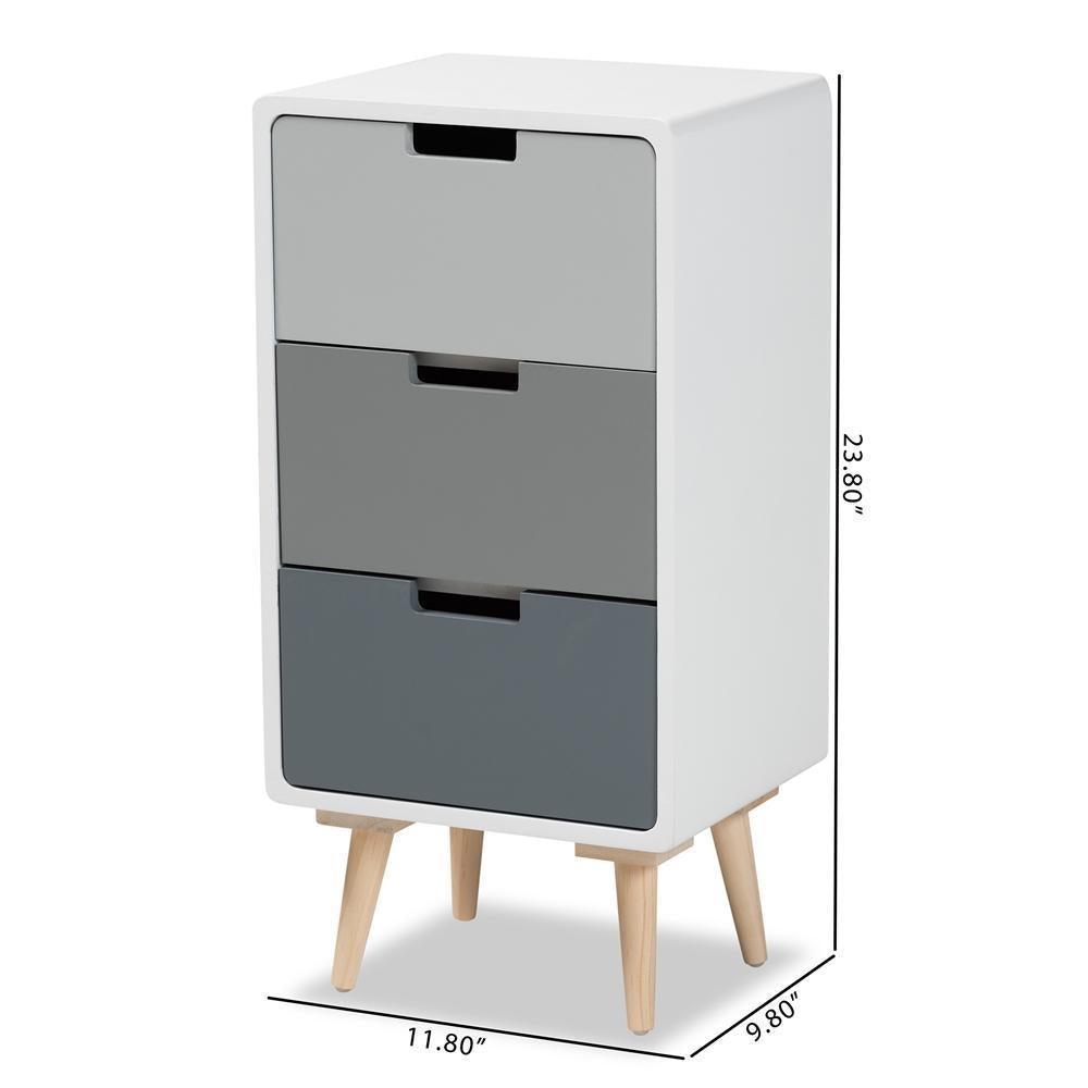 Bairn Modern and Contemporary Oak Brown and Multi-Colored Wood 3-Drawer Storage Chest FredCo