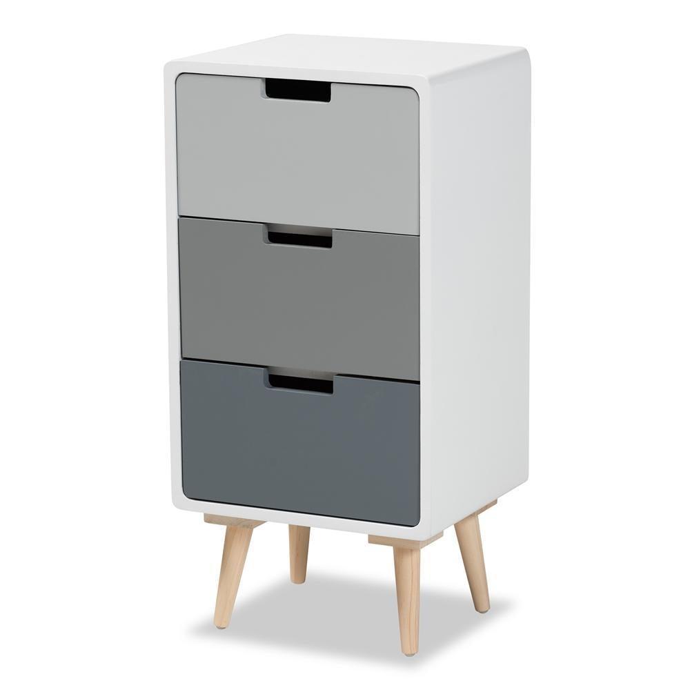 Bairn Modern and Contemporary Oak Brown and Multi-Colored Wood 3-Drawer Storage Chest FredCo