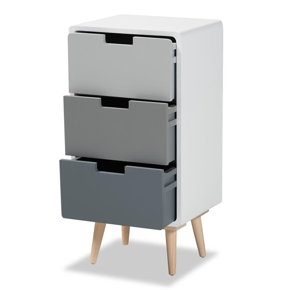 Bairn Modern and Contemporary Oak Brown and Multi-Colored Wood 3-Drawer Storage Chest FredCo