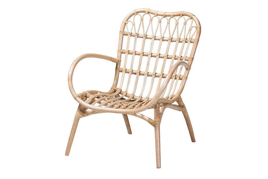 Bajo Modern Bohemian Natural Brown Rattan Arm Chair FredCo