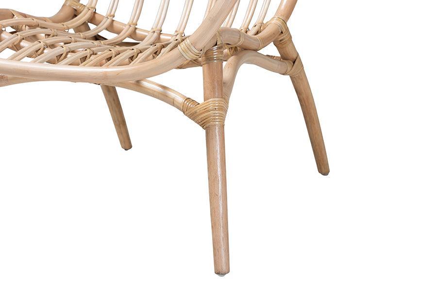 Bajo Modern Bohemian Natural Brown Rattan Arm Chair FredCo