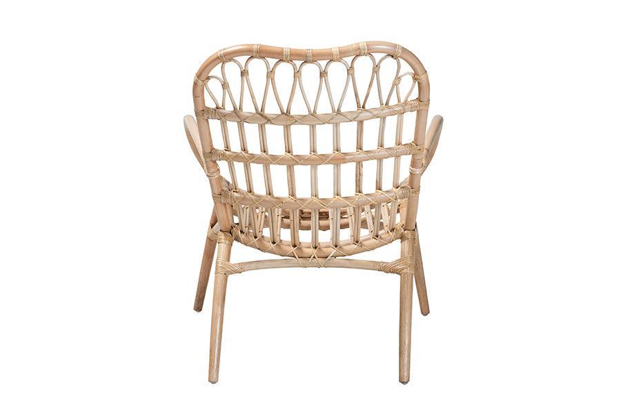 Bajo Modern Bohemian Natural Brown Rattan Arm Chair FredCo
