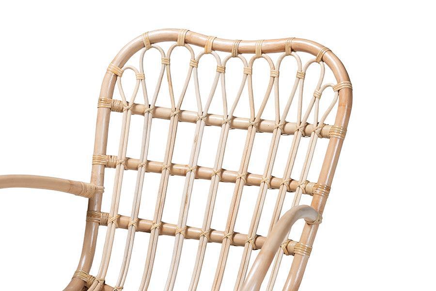Bajo Modern Bohemian Natural Brown Rattan Arm Chair FredCo