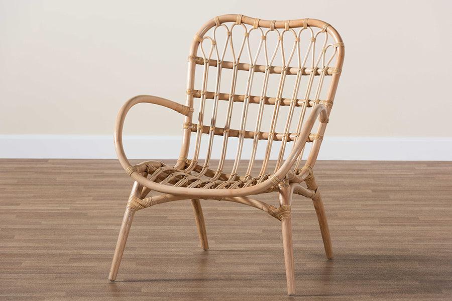 Bajo Modern Bohemian Natural Brown Rattan Arm Chair FredCo