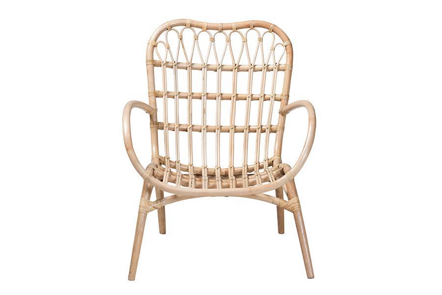 Bajo Modern Bohemian Natural Brown Rattan Arm Chair FredCo