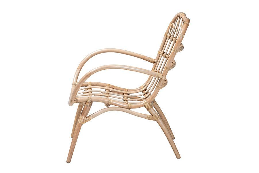 Bajo Modern Bohemian Natural Brown Rattan Arm Chair FredCo