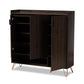 Baldor Modern and Contemporary Dark Brown Finished Wood 3-Door Shoe Cabinet FredCo