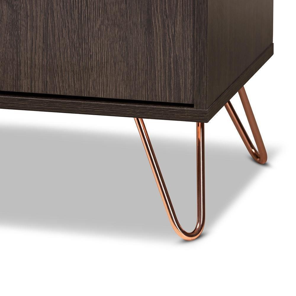 Baldor Modern and Contemporary Dark Brown Finished Wood 3-Door Shoe Cabinet FredCo
