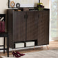 Baldor Modern and Contemporary Dark Brown Finished Wood 3-Door Shoe Cabinet FredCo
