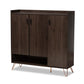 Baldor Modern and Contemporary Dark Brown Finished Wood 3-Door Shoe Cabinet FredCo