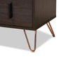 Baldor Modern and Contemporary Dark Brown Finished Wood and Rose Gold Finished Metal 4-Drawer Bedroom Chest FredCo