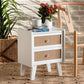 Balta Mid-Century Modern Transitional Oak Brown Rattan and White Finished Wood 2-Drawer Nightstand FredCo