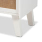 Balta Mid-Century Modern Transitional Oak Brown Rattan and White Finished Wood 2-Drawer Nightstand FredCo