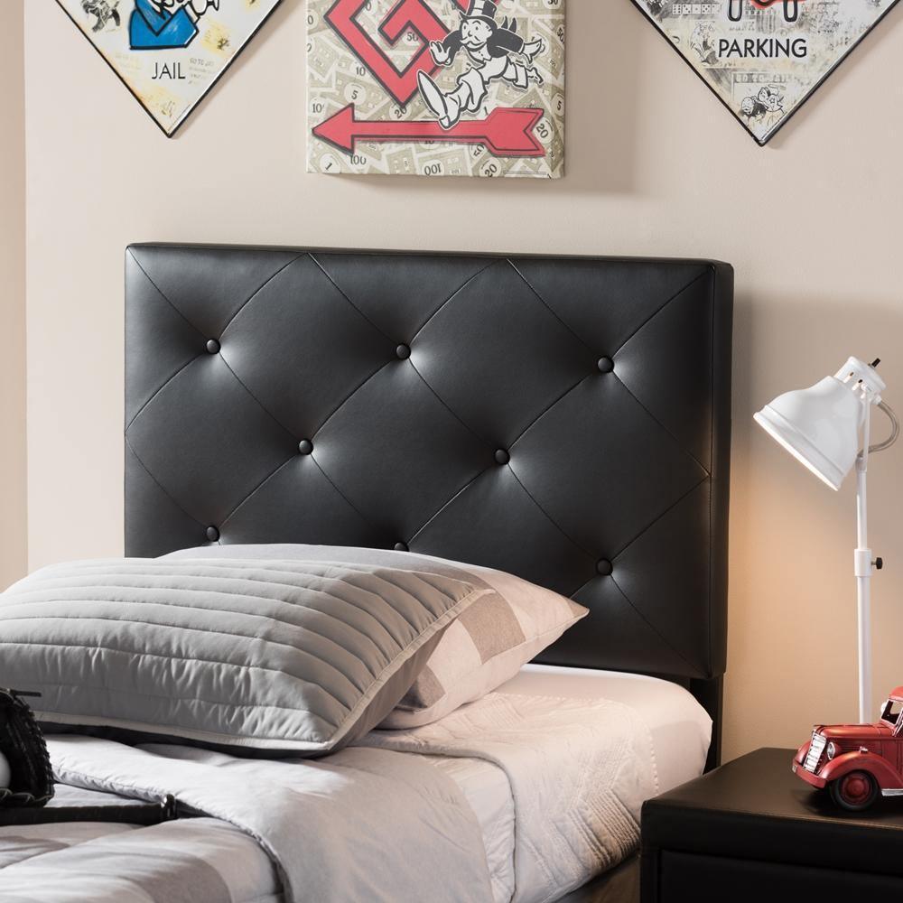 Baltimore Modern and Contemporary Black Faux Leather Upholstered Twin Size Headboard FredCo