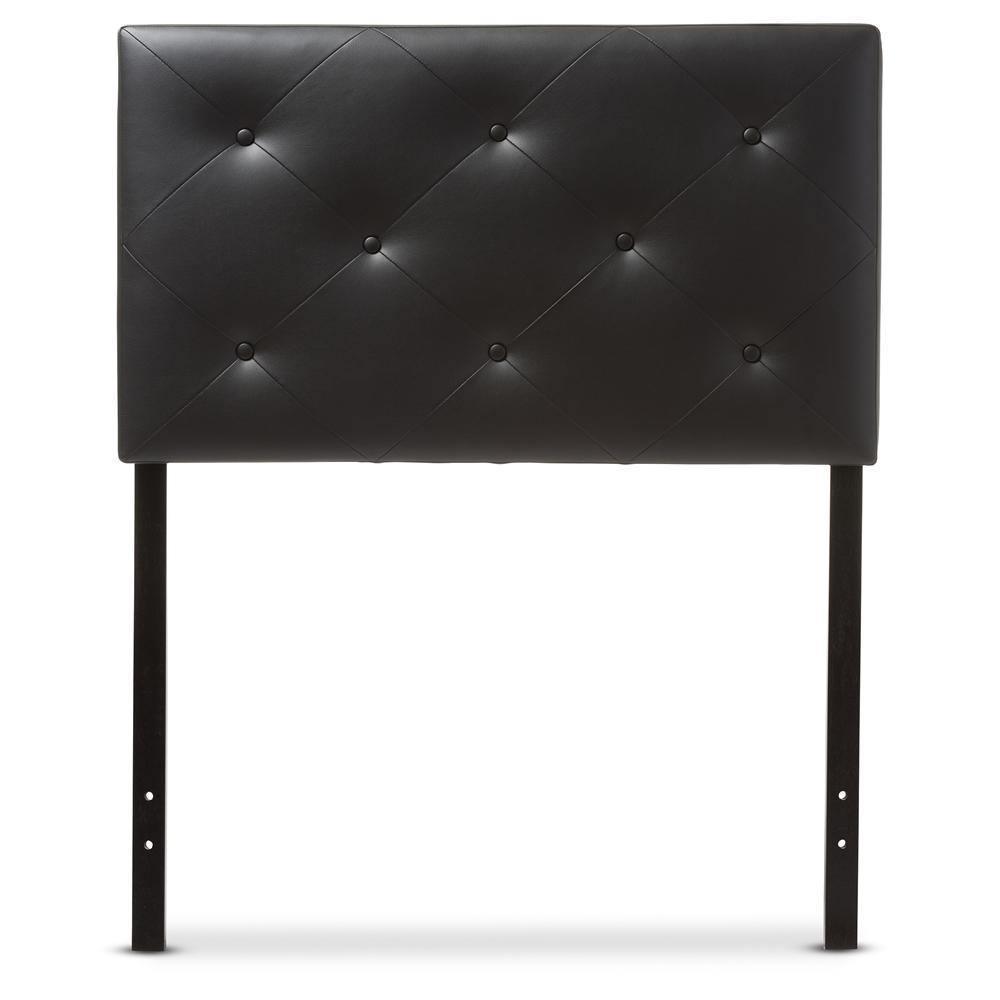 Baltimore Modern and Contemporary Black Faux Leather Upholstered Twin Size Headboard FredCo