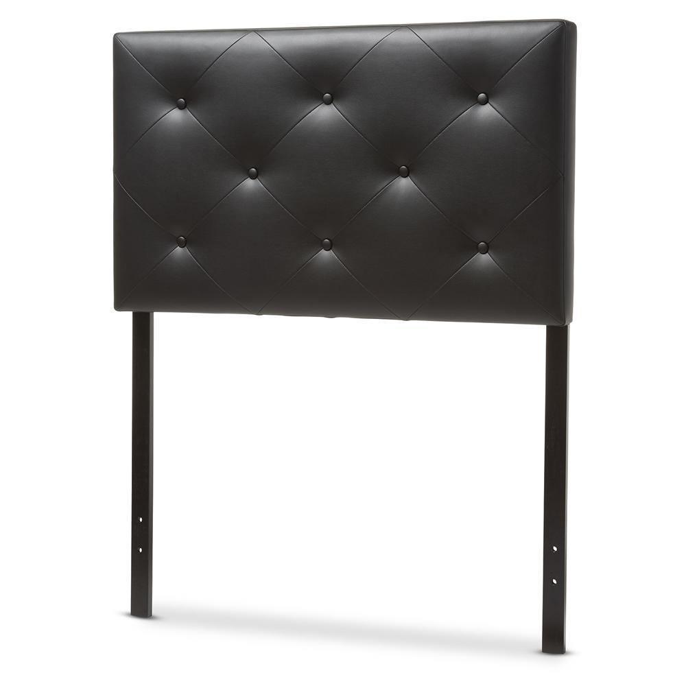 Baltimore Modern and Contemporary Black Faux Leather Upholstered Twin Size Headboard FredCo