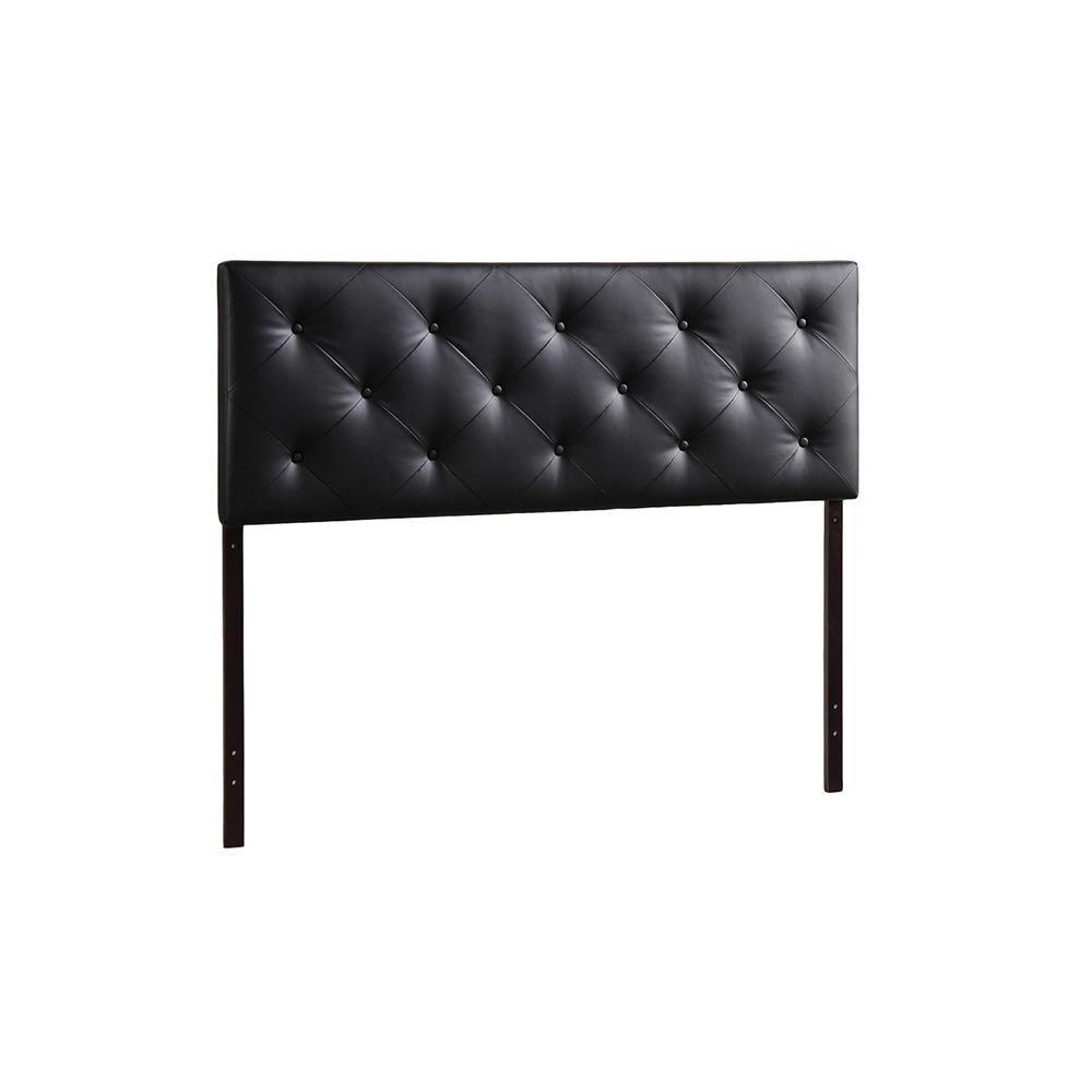 Baltimore Modern and Contemporary King Black Faux Leather Upholstered Headboard FredCo
