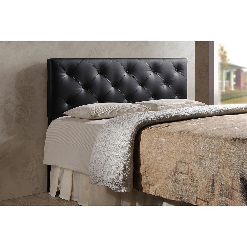 Baltimore Modern and Contemporary King Black Faux Leather Upholstered Headboard FredCo