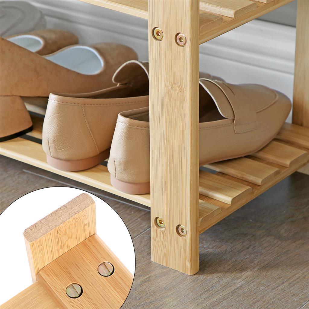 Bamboo 2-Tier Shoe Bench Gray FredCo