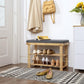 Bamboo 2-Tier Shoe Bench Gray FredCo
