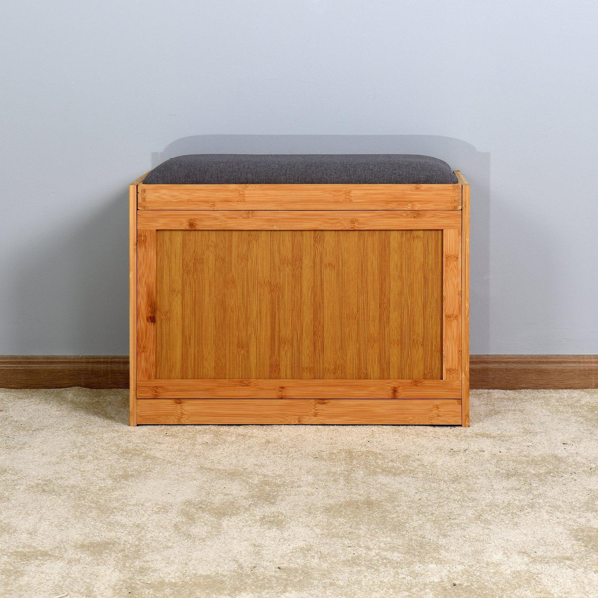 Bamboo Bench Storage Shoe Rack with Foldable Shelf 24.8 x 11.6 x 18.9 inch W40934119 FredCo