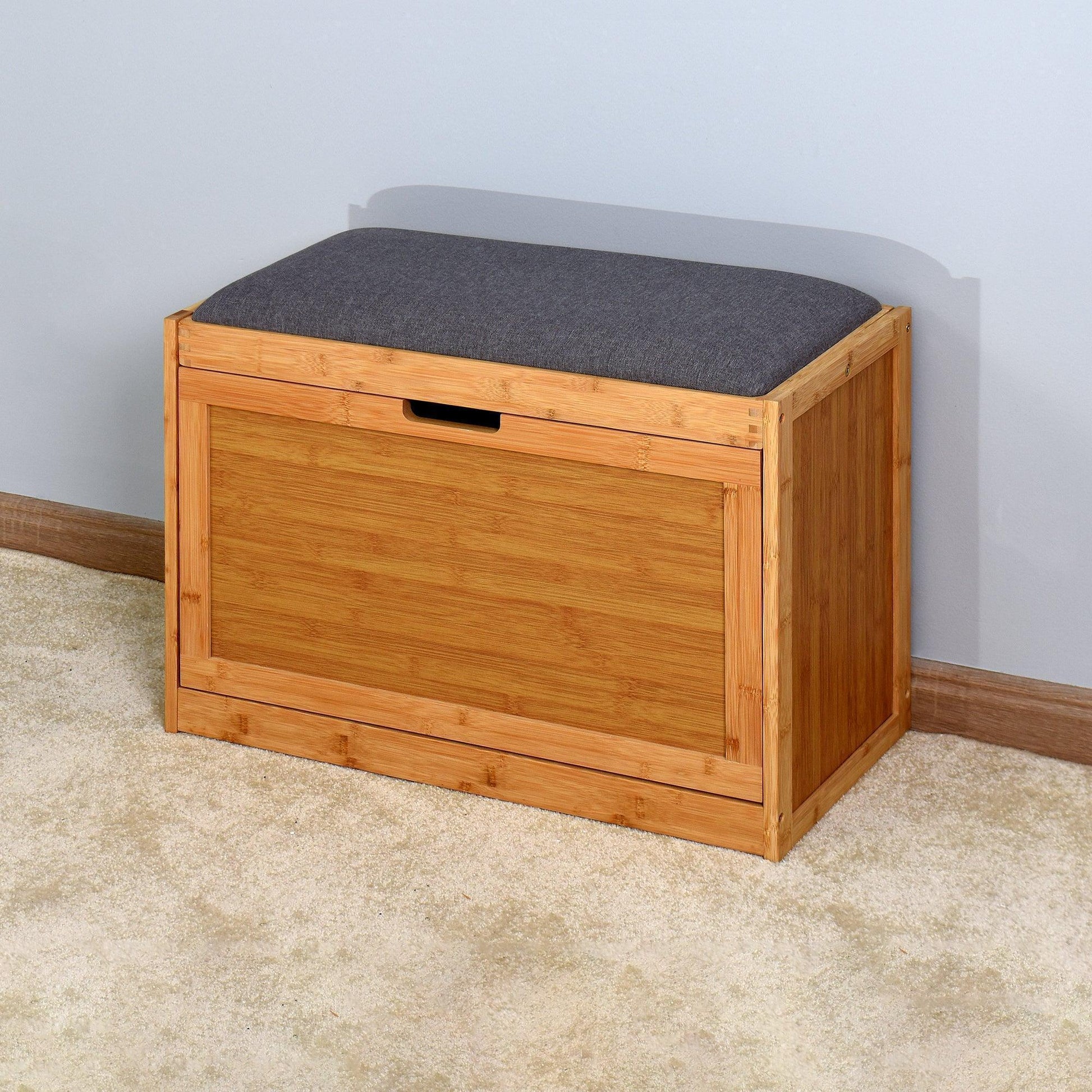 Bamboo Bench Storage Shoe Rack with Foldable Shelf 24.8 x 11.6 x 18.9 inch W40934119 FredCo