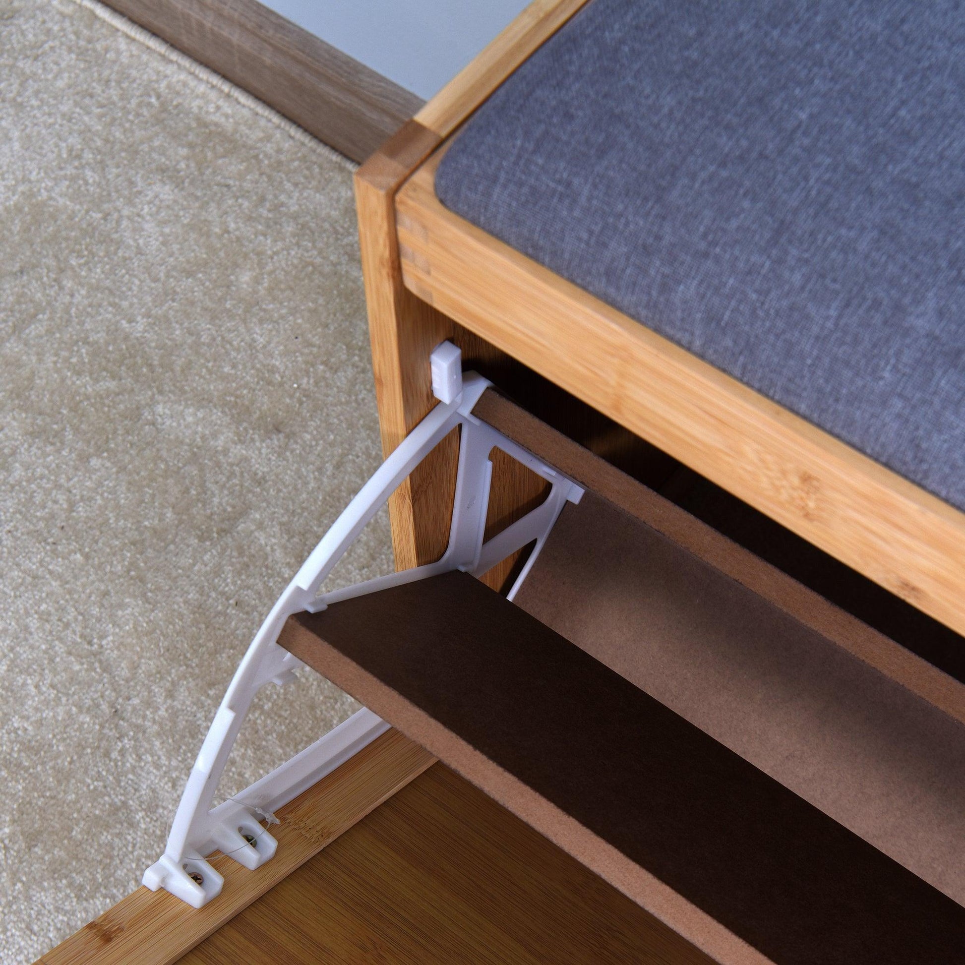 Bamboo Bench Storage Shoe Rack with Foldable Shelf 24.8 x 11.6 x 18.9 inch W40934119 FredCo