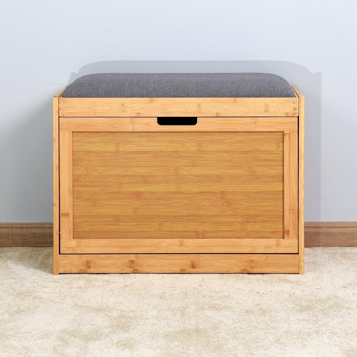 Bamboo Bench Storage Shoe Rack with Foldable Shelf 24.8 x 11.6 x 18.9 inch W40934119 FredCo