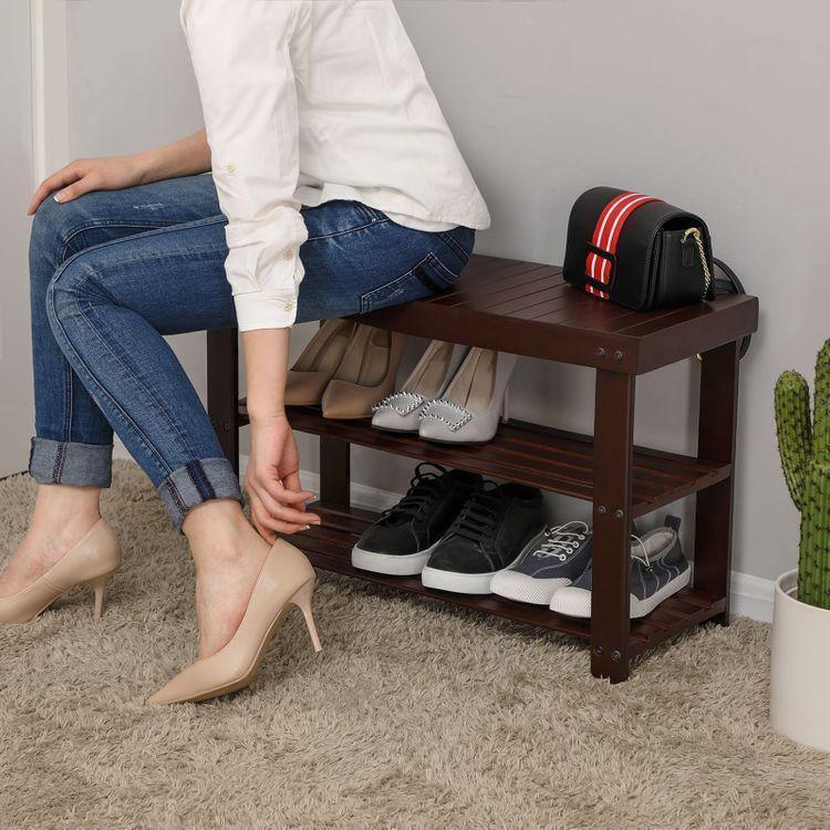 Bamboo Shoe Bench Brown FredCo