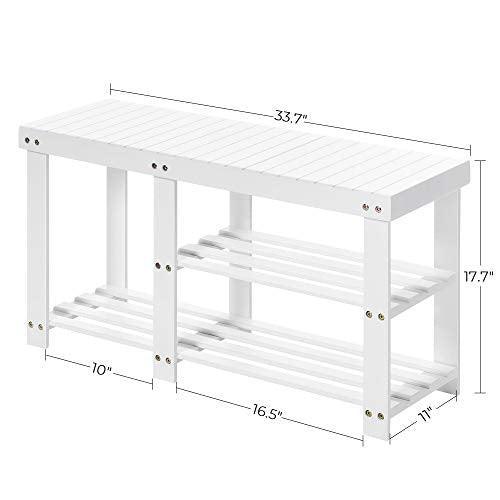 Bamboo Shoe Bench for Boots White FredCo