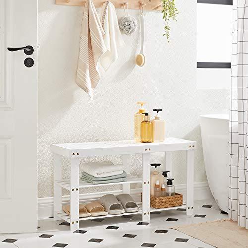 Bamboo Shoe Bench for Boots White FredCo