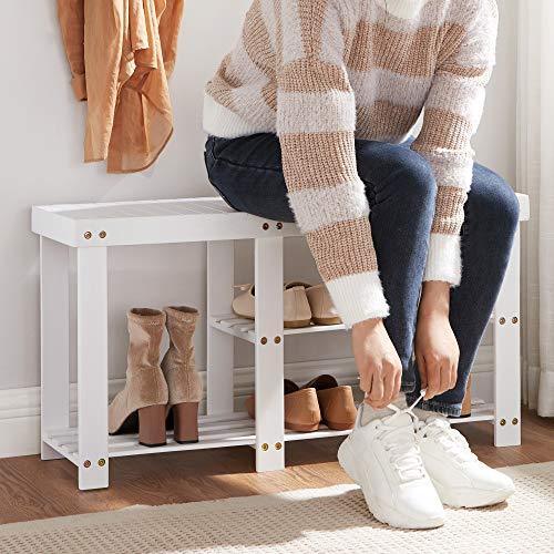 Bamboo Shoe Bench for Boots White FredCo