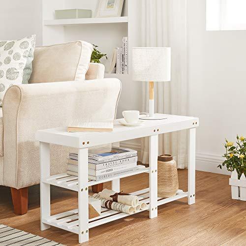 Bamboo Shoe Bench for Boots White FredCo