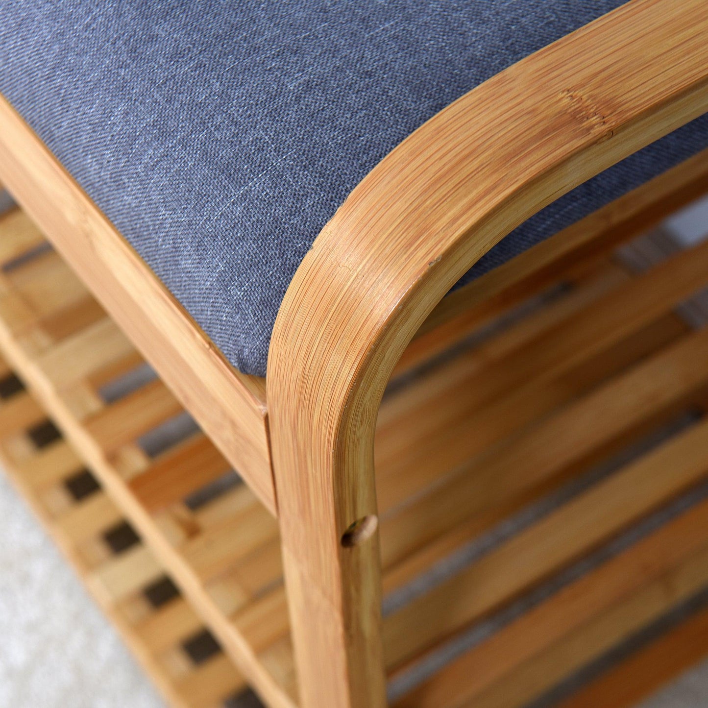 Bamboo Storage Bench，Entryway 3 Shelves Bench with FredCo