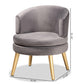 Baptiste Glam and Luxe Grey Velvet Fabric Upholstered and Gold Finished Wood Accent Chair FredCo