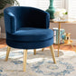 Baptiste Glam and Luxe Navy Blue Velvet Fabric Upholstered and Gold Finished Wood Accent Chair FredCo