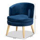 Baptiste Glam and Luxe Navy Blue Velvet Fabric Upholstered and Gold Finished Wood Accent Chair FredCo